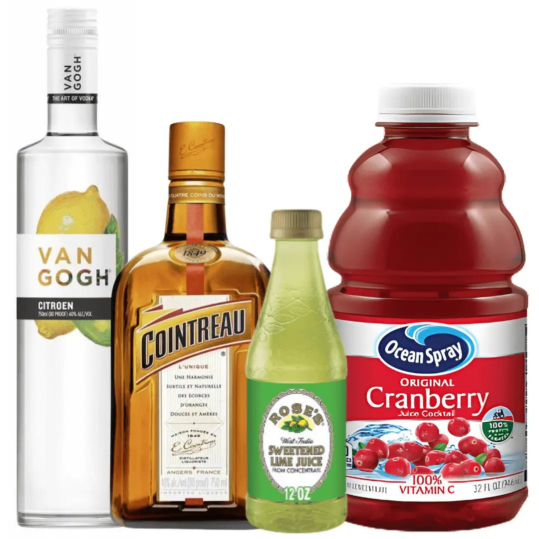 Cosmo Cocktail Kit: Van Gogh Citroen, Cointreau, Lime & Cranberry - Memory Bottles