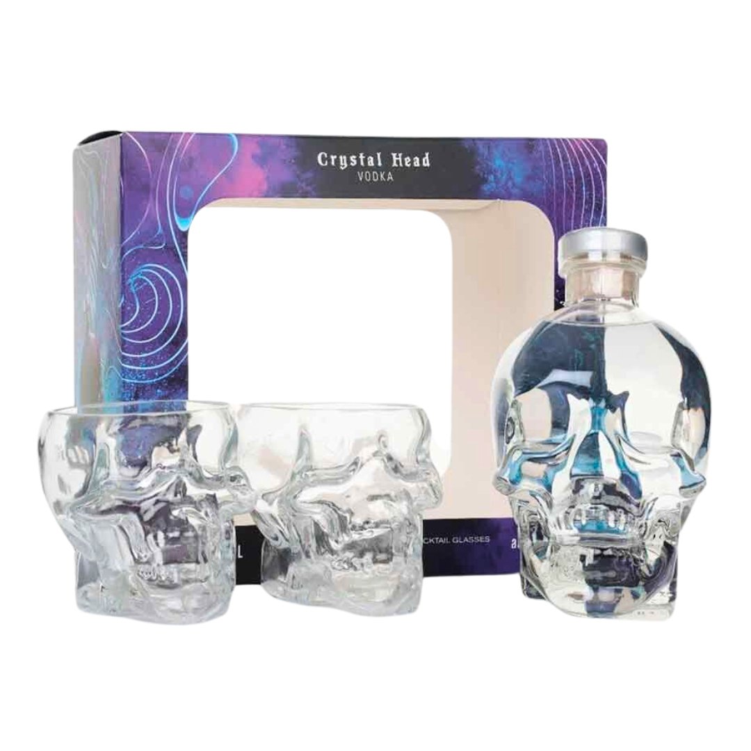 Crystal Head Aurora Vodka Gift Set With 2 Skull Cocktail Glasses - Memory Bottles