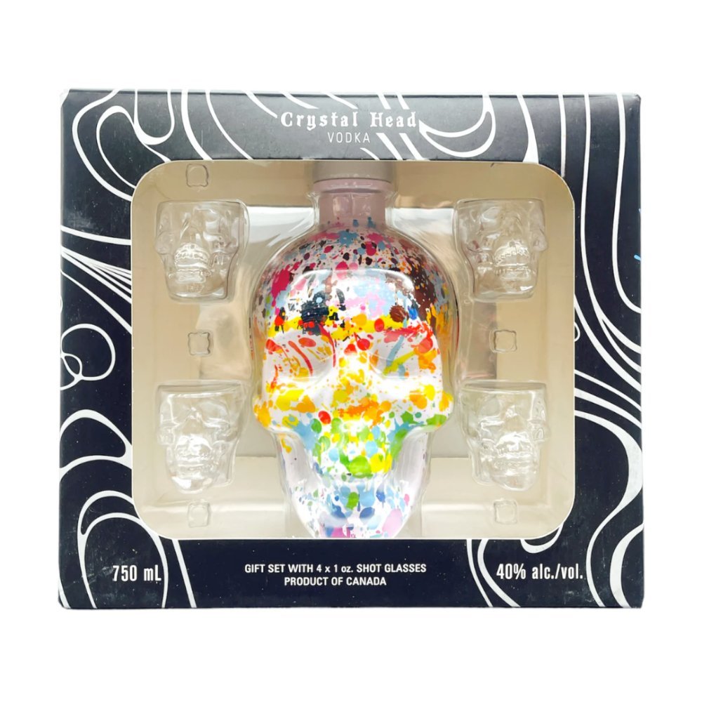 Crystal Head Paint Your Pride Vodka Gift Set With 4 Skull Shot Glasses - Memory Bottles