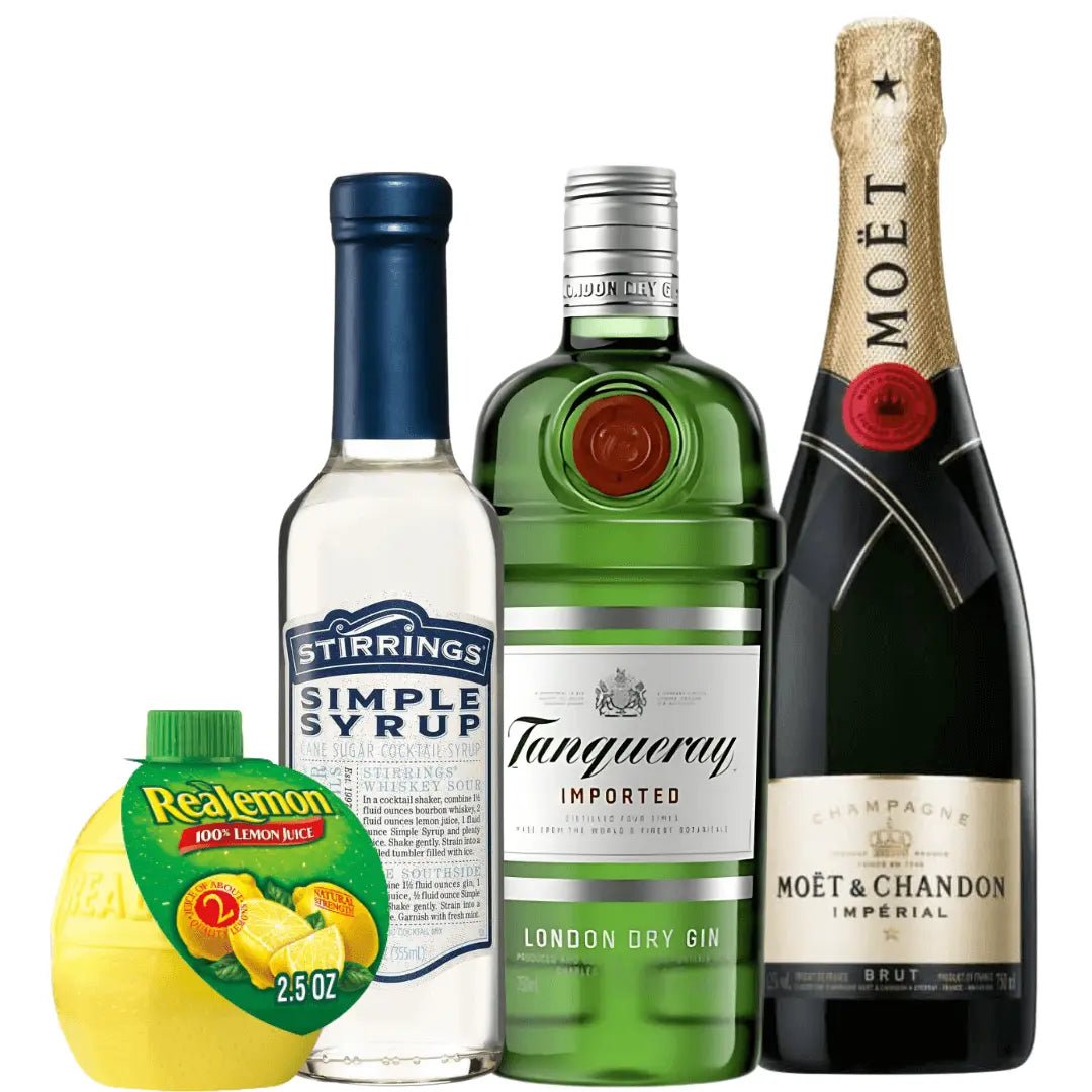 French 75 Cocktail Kit: Tanqueray, Moët & Chandon, Realemon, Stirrings - Memory Bottles
