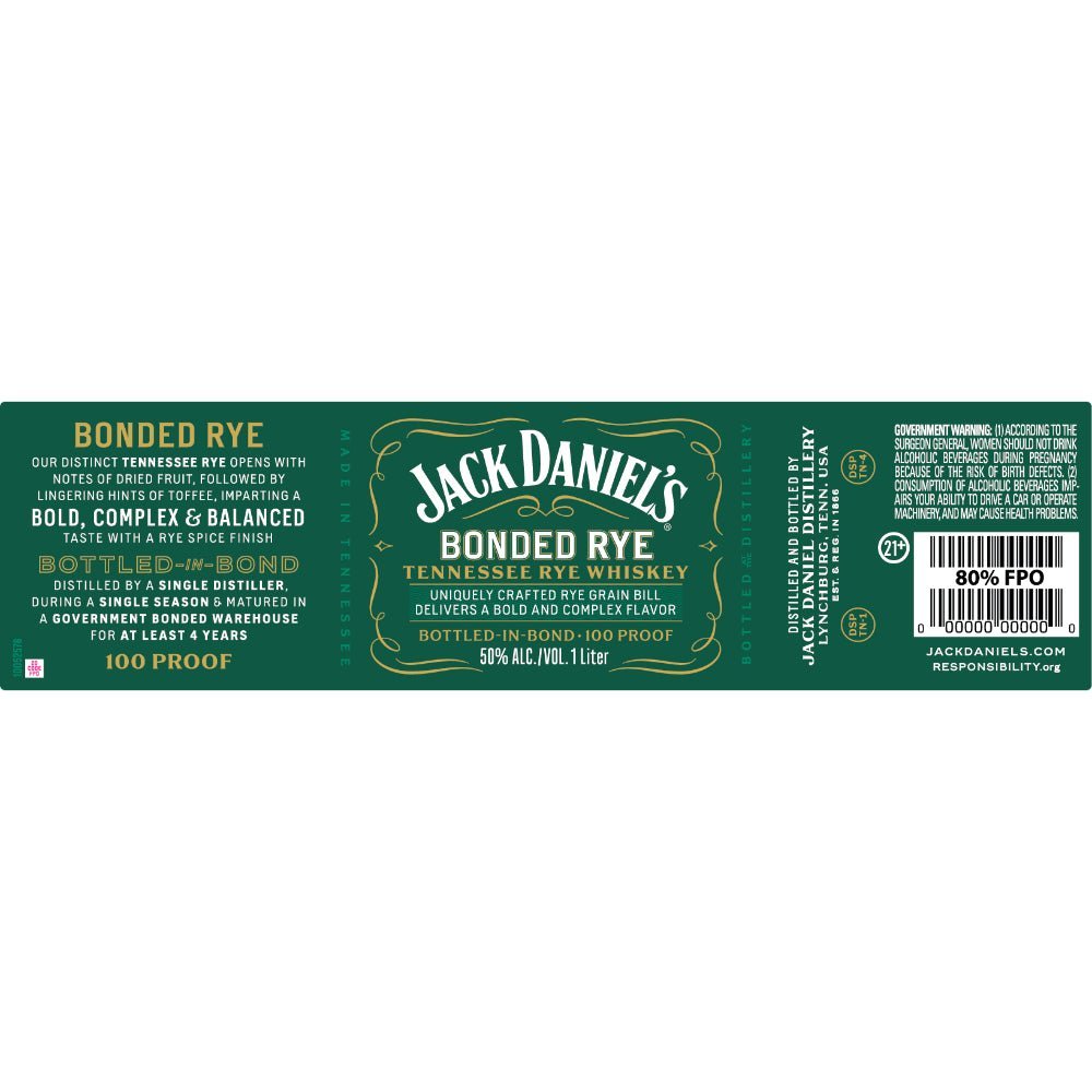 Jack Daniel’s Bonded Tennessee Rye Whiskey - Memory Bottles