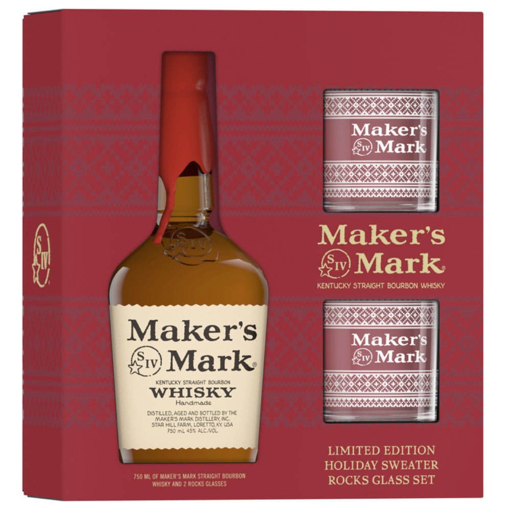 Maker's Mark Limited Edition Holiday Sweater Rocks Glass Set - Memory Bottles