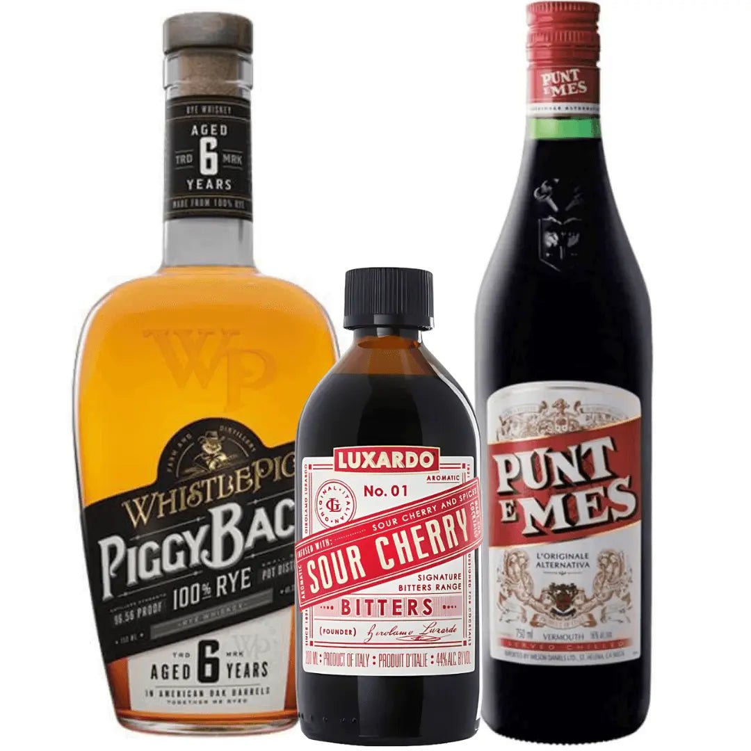 Manhattan Cocktail Kit – WhistlePig, Punt E Mes & Luxardo Bitters - Memory Bottles