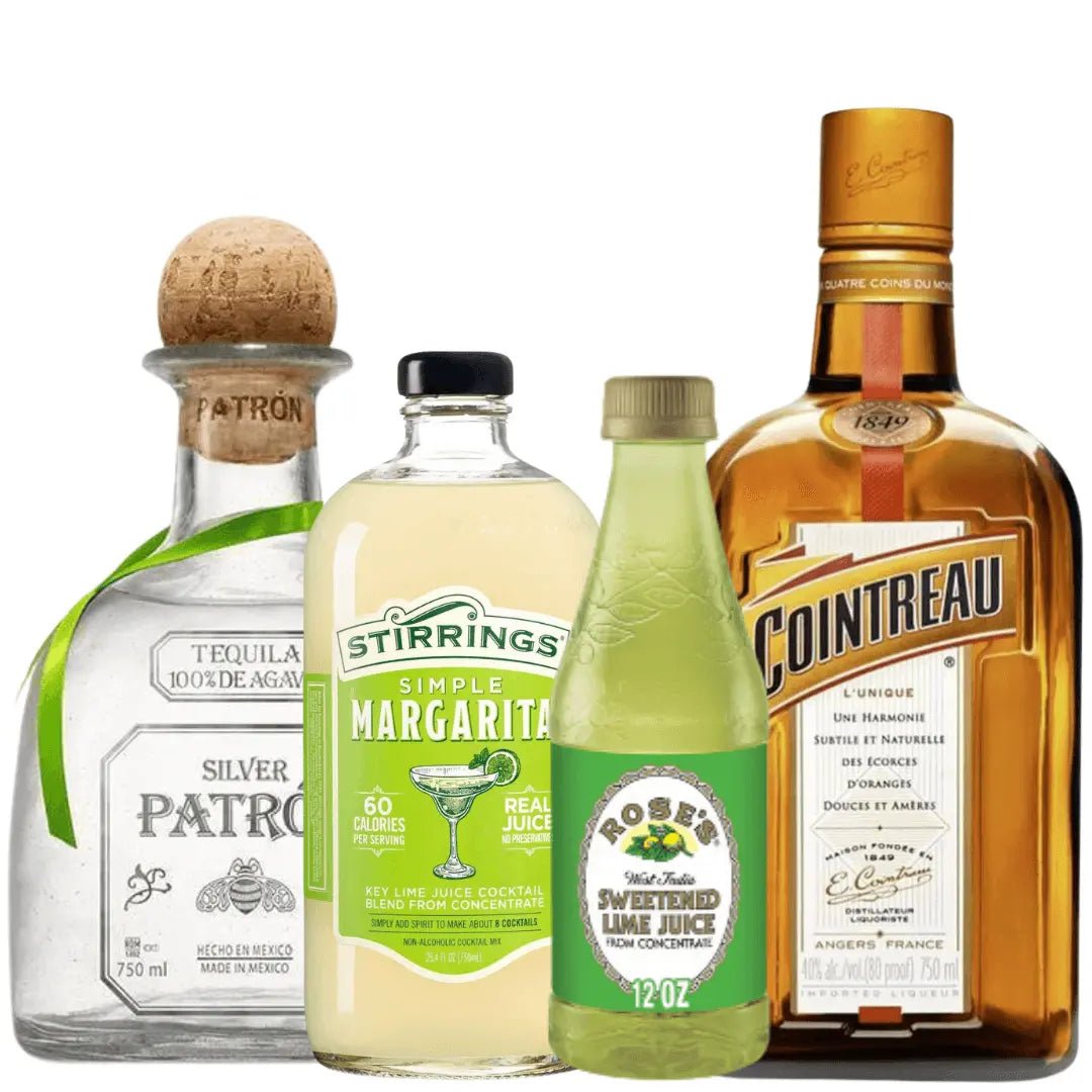 Margarita Cocktail Kit: Patrón, Cointreau, Stirrings Mix & Rose’s - Memory Bottles