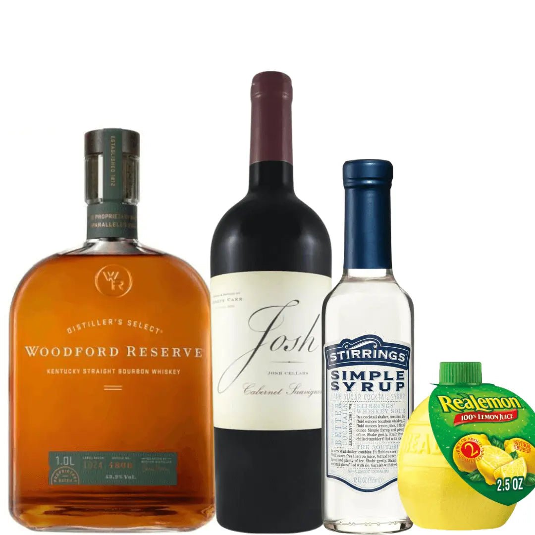 New York Sour Kit: Woodford Reserve, Josh Cellars, Realemon, Stirrings - Memory Bottles