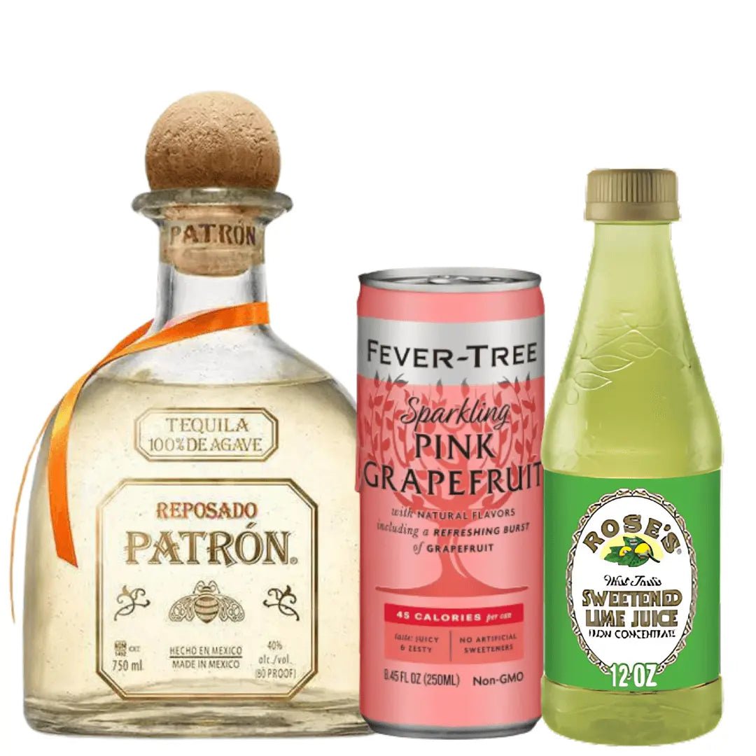 Paloma Cocktail Kit: Patrón Reposado, Rose’s Lime, Fever - Tree - Memory Bottles
