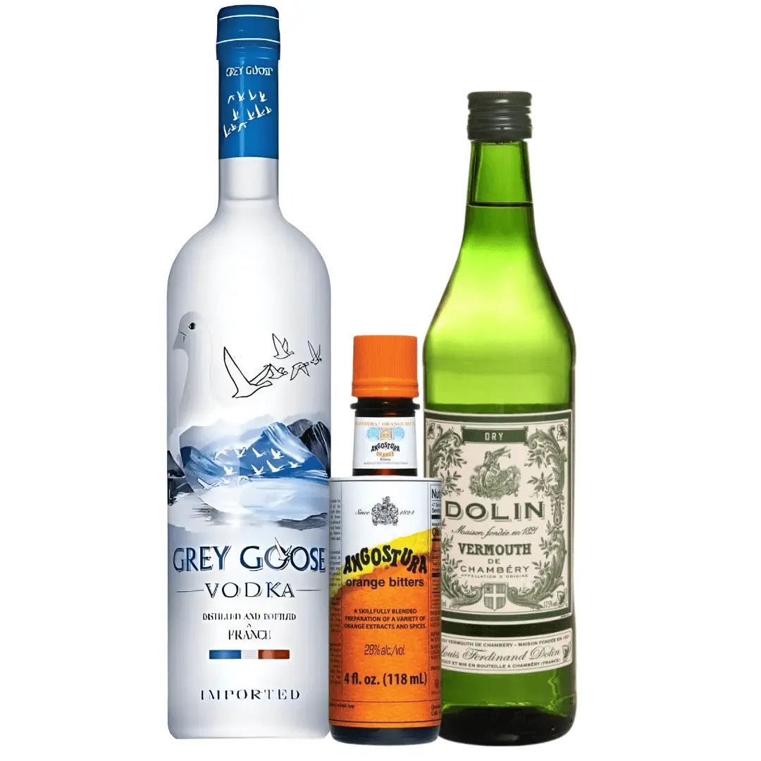 Vodka Martini Kit: Grey Goose, Dolin & Angostura Orange Bitters - Memory Bottles